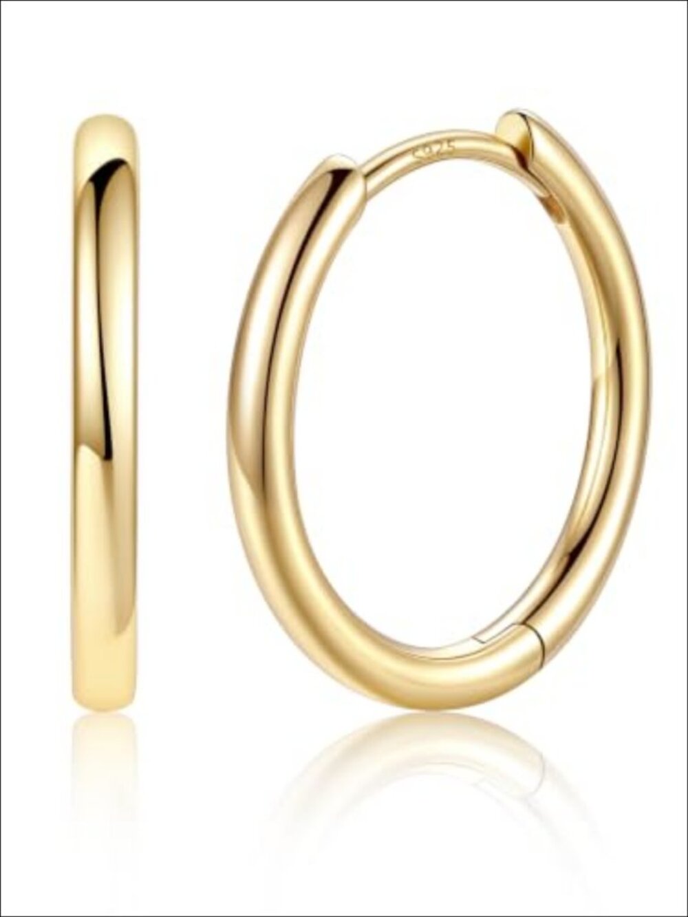 14K Gold Plated Huggie Hoop Earrings Sterling Silver Posts Women
